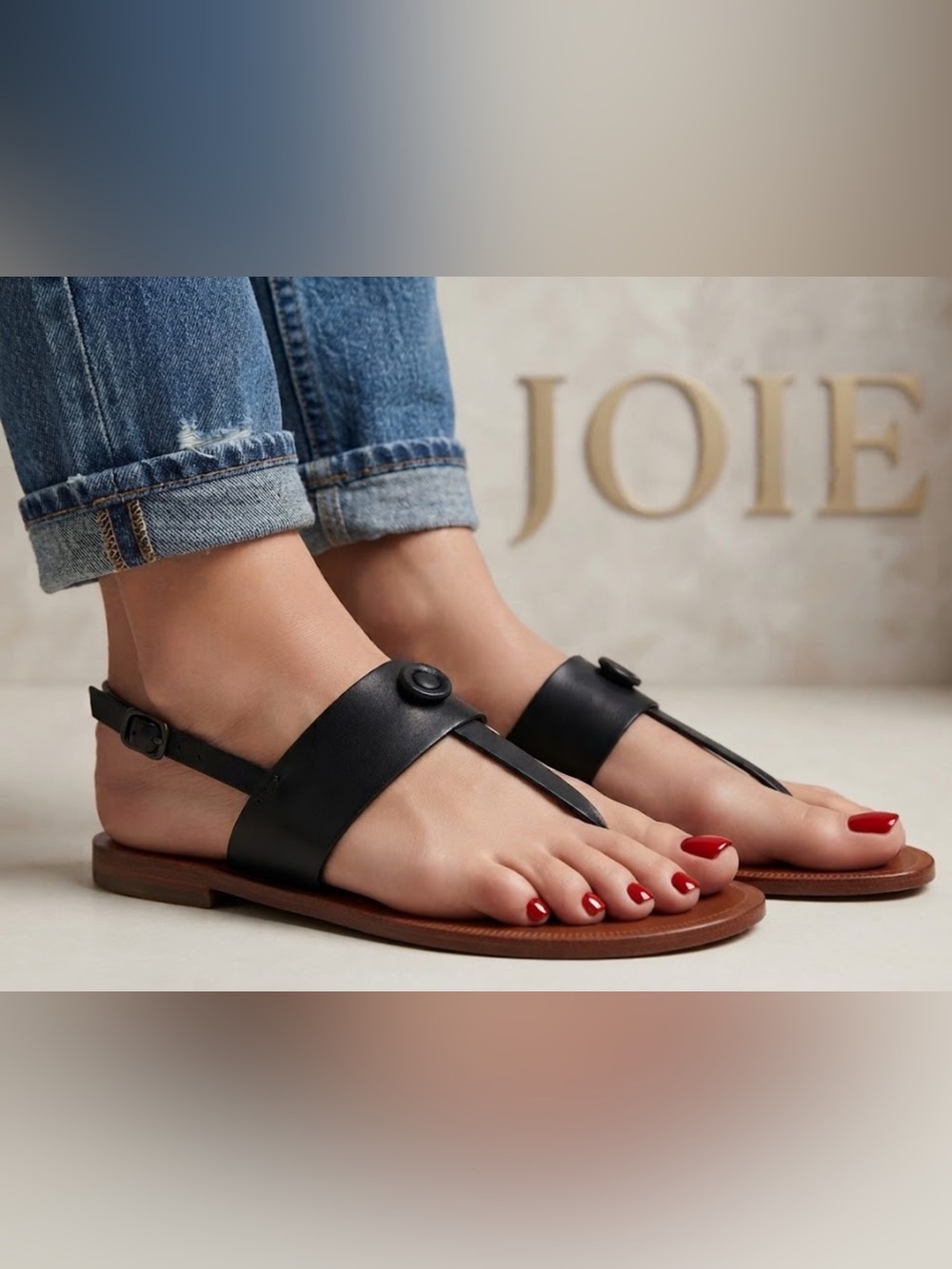 Authentic Joie designer black leather sandals sz 5 Euro 35